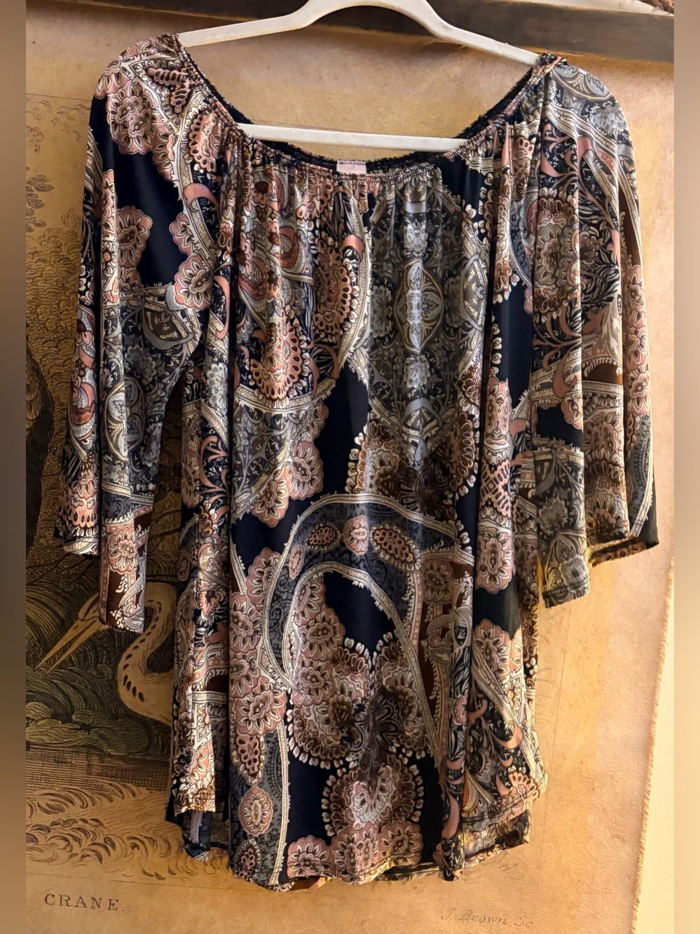* Pink Coconut Boutique Paisley Boho Blouse SZ Medium *